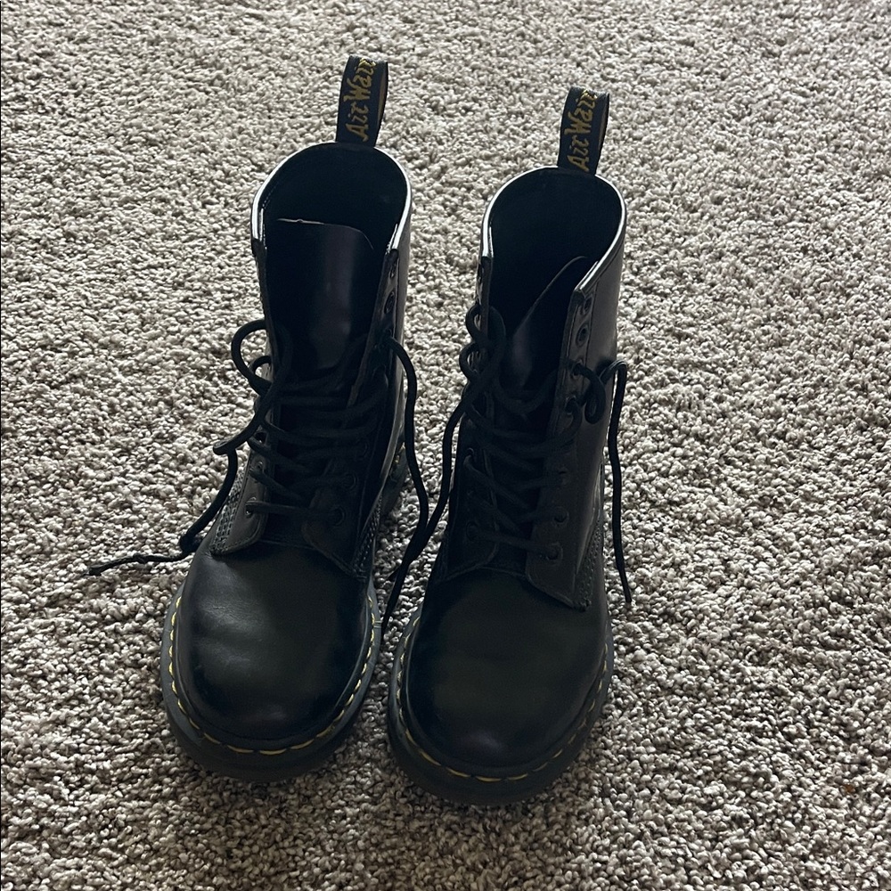 Black Leather Lace-Up Boots